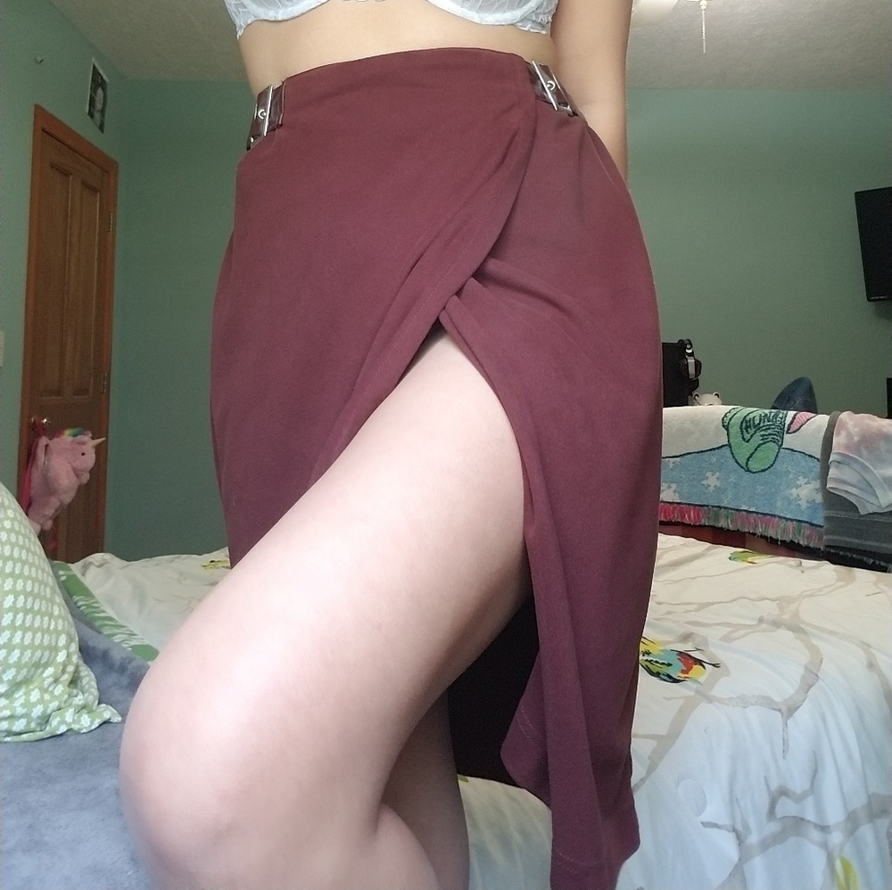 Faux Suede Cowboy Wrap Skirt with Pleather Buckles